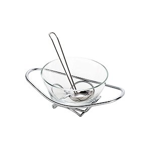MOLHEIRA DE VIDRO C/SUPORTE E CONCHA DE PRATA CADORO 650ML