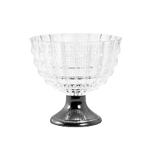 CENTRO DE MESA DE VIDRO C/PÉ DE AÇO MAURICIUS BLACK 22X21cm