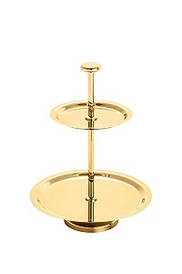 PRATO DUPLO DE PRATA P/DOCES ELEGANCE DOURADO 16,5x23cm
