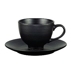 CJ 4 XÍCARAS PORCELANA P/CHÁ C/PIRES PRETO 195ml