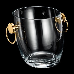 BALDE DE VIDRO C/ALÇA DE AÇO INOX DOURADO ASTI 15X16cm
