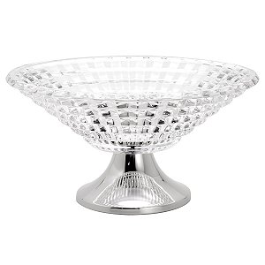 CENTRO DE MESA DE CRISTAL C/PÉ DE PRATA DIAMOND 34,5X18,5CM