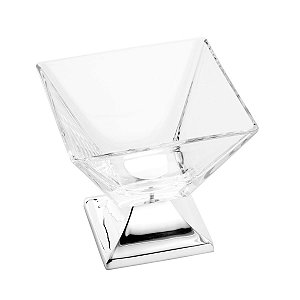 FRUTEIRA DE VIDRO C/PÉ DE PRATA VENEZA 14X14CM