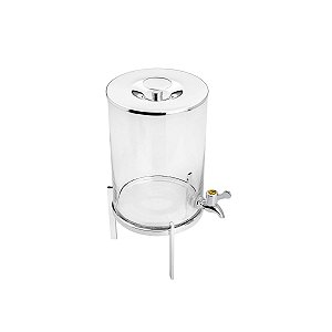 DISPENSER DE VIDRO C/SUPORTE E TAMPA DE PRATA 18x36,5cm