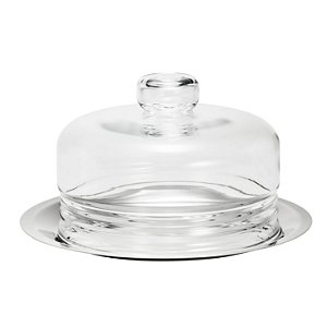 PRATO P/QUEIJO DE PRATA C/TAMPA DE VIDRO ELEGANCE 23CM