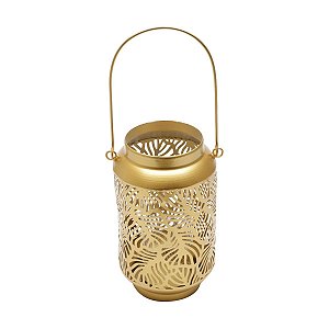 LANTERNA DECORATIVA METAL DOURADO 14x25cm