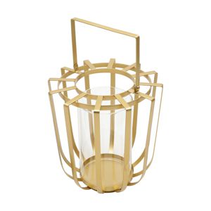 LANTERNA DECORATIVA METAL/VIDRO DOURADO 22x22cm