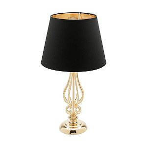 ABAJUR METAL BIVOLT PRETO/DOURADO 14x39cm
