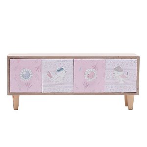 PORTA OBJETO MADEIRA ROSA 30x13x8cm