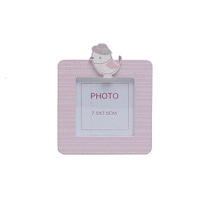 PORTA-RETRATO MADEIRA PASSARO ROSA 7x9cm