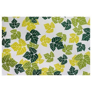 LUGAR AMERICANO DE POLIÉSTER FOLHAS DE OUTONO VERDE E BRANCO 45x30cm