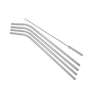CJ 4 CANUDOS DE AÇO INOX C/1 ESCOVA P/ LAVAR 26,5cm