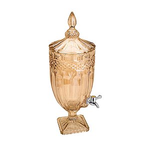DISPENSER DE CRISTAL DE CHUMBO P/BEBIDA C/PÉ E TAMPA BRANDON 4l AMBAR