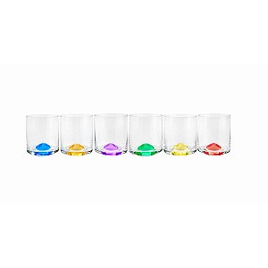CJ 6 COPOS P/WHISKY DE CRISTAL ECOLÓGICO SET-BAR FAVORIT WAVE COLORIDOS 310ML