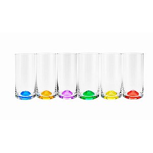 CJ 6 COPOS ALTO DE CRISTAL ECOLÓGICO SET-BAR FAVORIT WAVE COLORIDOS 380ML