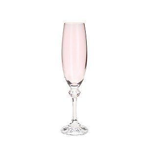 CJ 6 TAÇAS P/CHAMPAGNE DE CRISTAL ECOLÓGICO ELISA ROSE QUARTZ 220ml