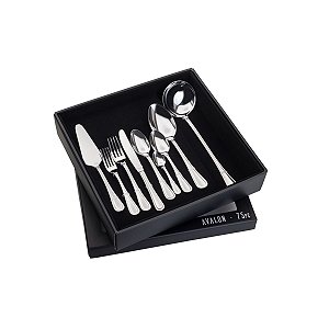 FAQUEIRO75 PC DE AÇO INOX S/ESTOJO DE MADEIRA LONDON