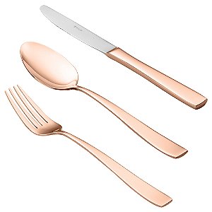 FAQUEIRO 48PC PVD ROSÉ GOLD PISA ESTOJO DE MADEIRA