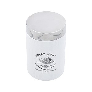 POTE DE PORCELANA COM TAMPA DE ALUMINIO ESCOVADO 900ML