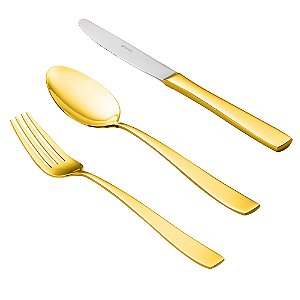 FAQUEIRO 30PC PVD DOURADO PISA ESTOJO DE MADEIRA