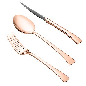 FAQUEIRO 30PC PVD ROSÉ GOLD BERNA ESTOJO DE MADEIRA