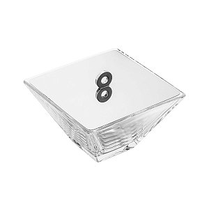 BALEIRO DE VIDRO C/TAMPA DE PRATA VENEZA 14X8,5CM
