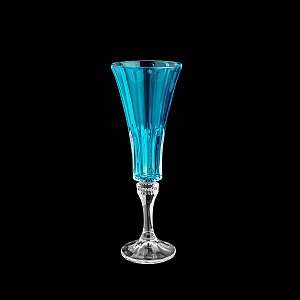 CJ 6 TAÇAS DE CRISTAL ECOLÓGICO P/CHAMPAGNE WELLINGTON TURQUESA 180ml