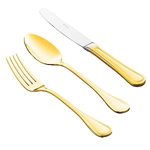 FAQUEIRO 48PC PVD DOURADO AVALON  ESTOJO DE MADEIRA