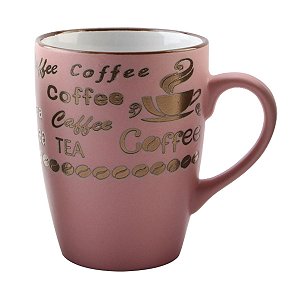 CANECA DE PORCELANA VINTAGE LETTERS ROSA 350ML