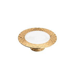 PRATO DE PORCELANA P/BOLO VERA GOLD 30X10cm