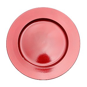 CJ. 6 SOUSPLAT DE PLASTICO VERMELHO 35CM DIAM