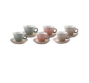 CJ 6 XÍCARAS DE CHÁ C/PIRES DE PORCELANA SORTIDO 200ML