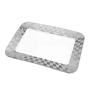 TRAVESSA DE PORCELANA VERA SILVER 33,5X23X2,5cm