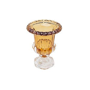 VASO DE CRISTAL C/PÉ SUSSEX AMBAR 12X15 CM
