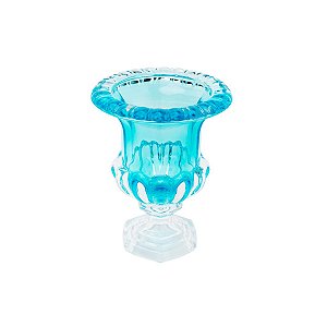 VASO DE CRISTAL C/PÉ SUSSEX TURQUESA 20X25,5 CM