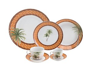 AP DE JANTAR 42 PCS DE PORCELANA SUPER WHITE PALM