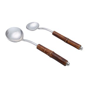 CJ. 2 CONCHAS DE AÇO INOX CABO DE BAMBOO ESCURO
