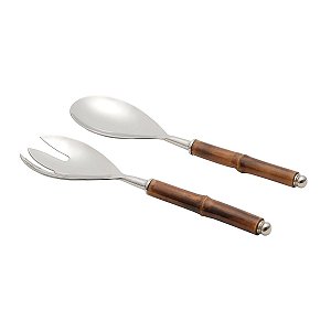 CJ. 2 PCS COLHER E GARFO DE SALADA DE AÇO INOX