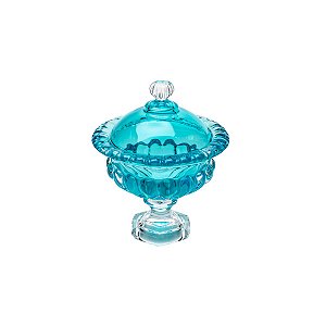 BOMBONIERE DE CRISTAL SUSSEX TURQUESA 13,5X16 CM