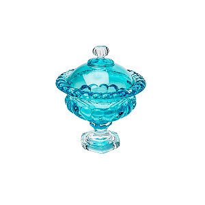 BOMBONIERE DE CRISTAL SUSSEX TURQUESA 19.5X23 CM