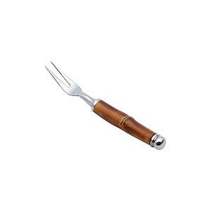 CJ. 4 PCS GARFOS DE AÇO INOX CABO DE BAMBOO ESCURO