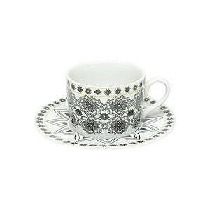 CJ 6 XÍCARAS DE PORCELANA P/CHÁ C/PIRES KALEIDOSCOPE 200ml