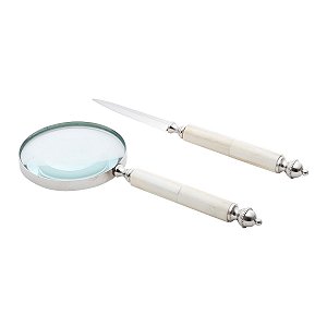 ABRIDOR DE CARTA E LUPA DE AÇO INOX