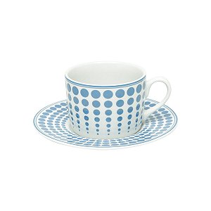 CJ 6 XÍCARAS DE PORCELANA P/CHÁ C/PIRES BLUE DOTS 200ml