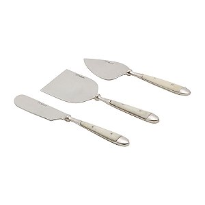 CJ. 3 PCS P/ QUEIJO DE AÇO INOX CABO DE CHIFRE SOPHIE
