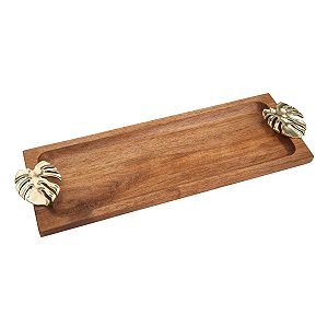 BANDEJA DE MADEIRA COSTELA DE ADÃO DOURADO 36X13cm