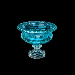 CENTRO DE MESA DE CRISTAL C/PÉ SUSSEX TURQUESA 25,5X21 CM