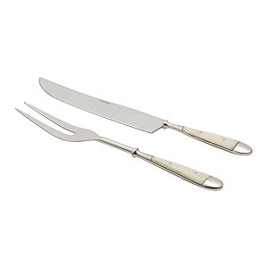 CJ. 2 PCS FACA E GARFO TRINCHANTE DE AÇO INOX