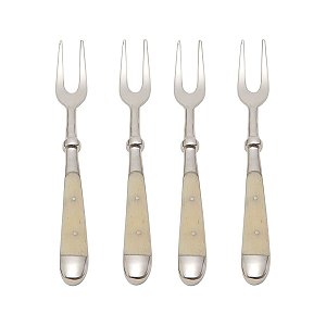 CJ. 4 PCS GARFOS DE AÇO INOX CABO DE CHIFRE SOPHIE