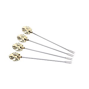 CJ 4 PALITOS P/ PETISCO DE ZAMAC COSTELA DE ADÃO DOURADO